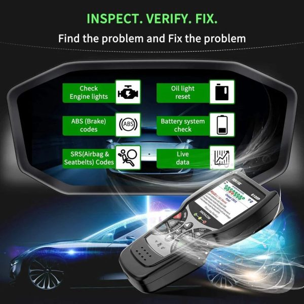 INNOVA 6100P OBD2 Scanner SRS Engine ABS Code Reader Oil Light Reset Automotive Diagnostic Tool for OBDII 12V Cars SUV Minivan Light Truck EOBD OBD Car Live Data Full OBD2 Functions Turn off MIL - Image 5