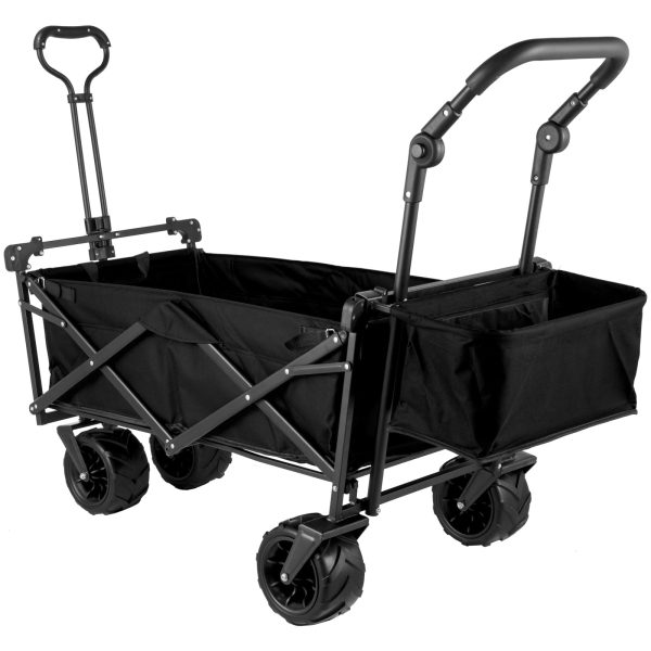 VEVORbrand Collapsible Wagon Cart Black， Foldable Wagon Cart Removable Canopy 602D Oxford Cloth， Collapsible Wagon Oversized Wheels， Portable Folding Wagon Adjustable Handles， Beach， Garden， Sports - Image 7