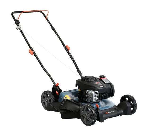 SENIX 21-Inch Push Lawn Mower, 125 cc 4-Cycle Gas Powered, Mulch & Side Discharge, Dual Lever Height Adjustment, LSPG-M3