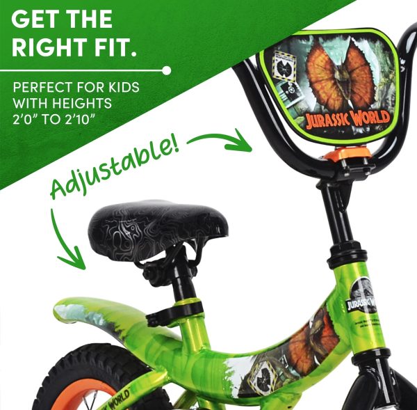 Jurassic World™ 12-inch Raptor Boy's Bicycle with Training Wheel, Green and Orange - Image 5