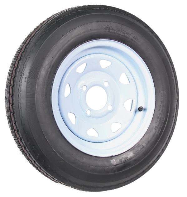 2-Pack Trailer Tires On White Wheel Rims 530-12 5.30-12 5.30 x 12 Load C 4 Lug - Image 3