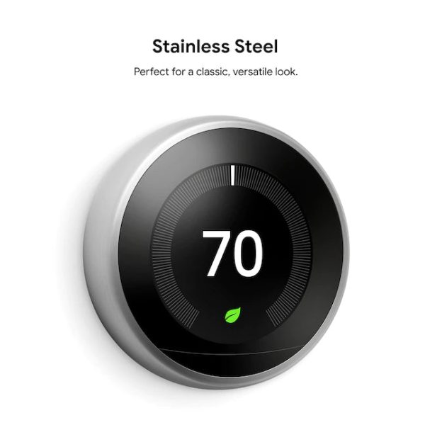 Google Nest Learning Smart Thermostat with WiFi Compatibility (3rd Generation) - Stainless Steel - Image 2