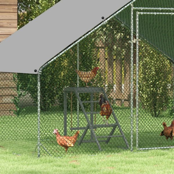 PawHut Chicken Activity Play Chicken Coop Toy Hen Accessory w/ Platform Gray - Image 9