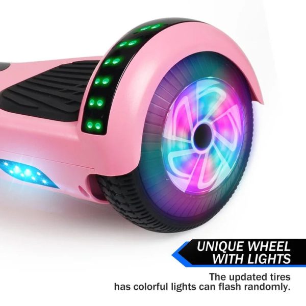 SISIGAD Hoverboard, 10 Mph Max Speed, Hoverboard with Bluetooth and LED lights, 6.5" Self Balancing Electric Hoverboard for Kids Adults Gifts, Pink - Image 3