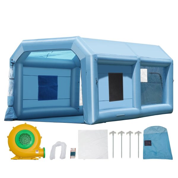 SKYSHALO Portable Spray Shelter, 21x13.5x9.8 ft, Includes 1100W Blower & Filtration System, Ideal for Mid-Size Vehicles & Bulky Furniture